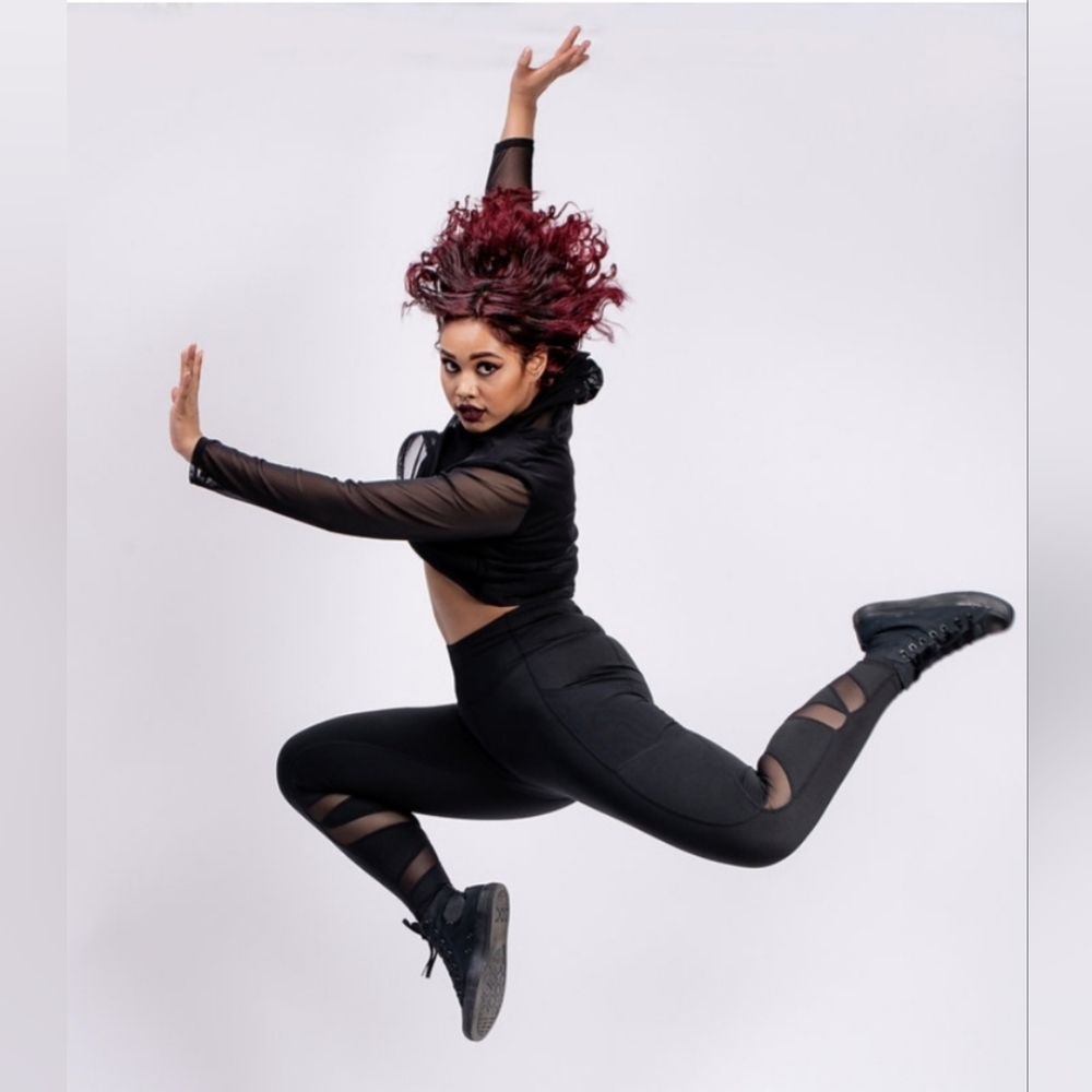 Black Mesh Panel Leggings